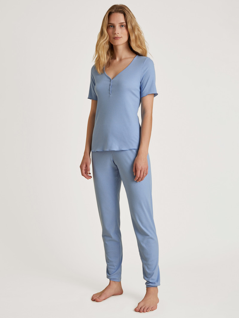 Hydrangea Blue Calida Favourites Harmony Shirt Short Sleeve Women Loungewear | JIVQR-1423