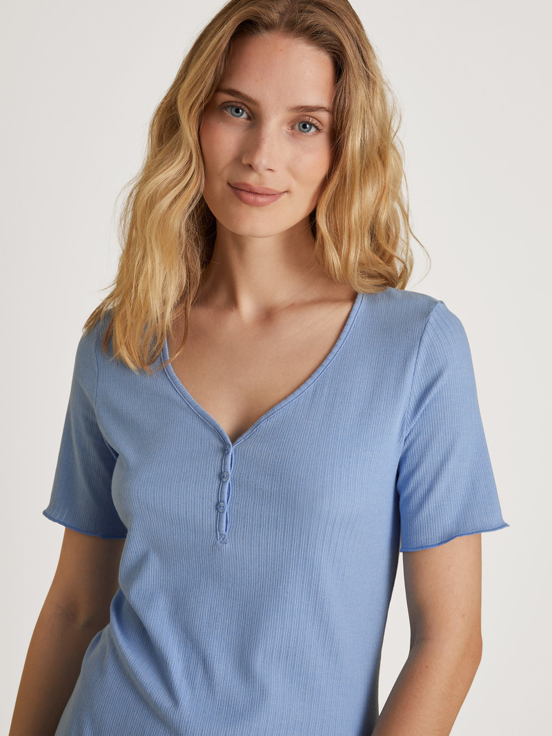 Hydrangea Blue Calida Favourites Harmony Shirt Short Sleeve Women Loungewear | JIVQR-1423