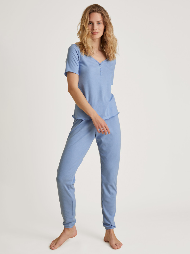 Hydrangea Blue Calida Favourites Harmony Shirt Short Sleeve Women Loungewear | JIVQR-1423