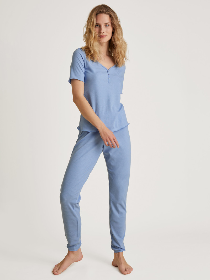 Hydrangea Blue Calida Favourites Harmony Pants With Cuff Women Sleepwear | MIRCN-3089