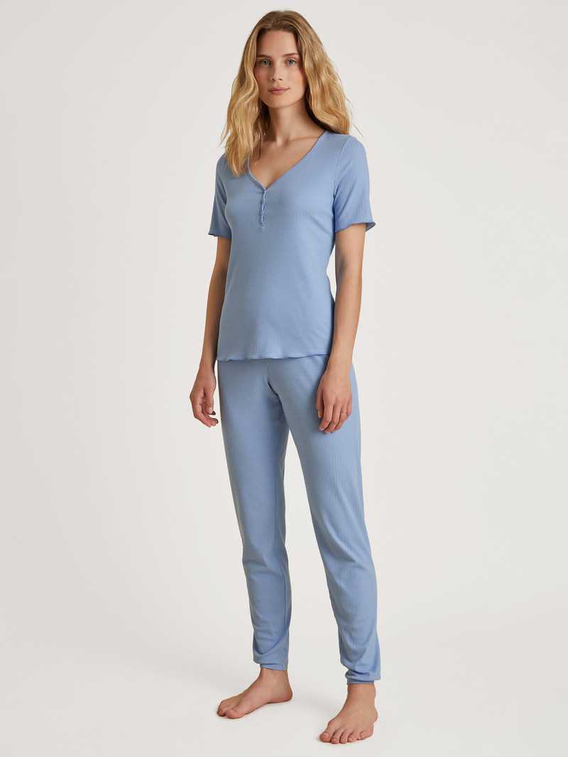 Hydrangea Blue Calida Favourites Harmony Shirt Short Sleeve Women Summer Oufits | EICFY-9648