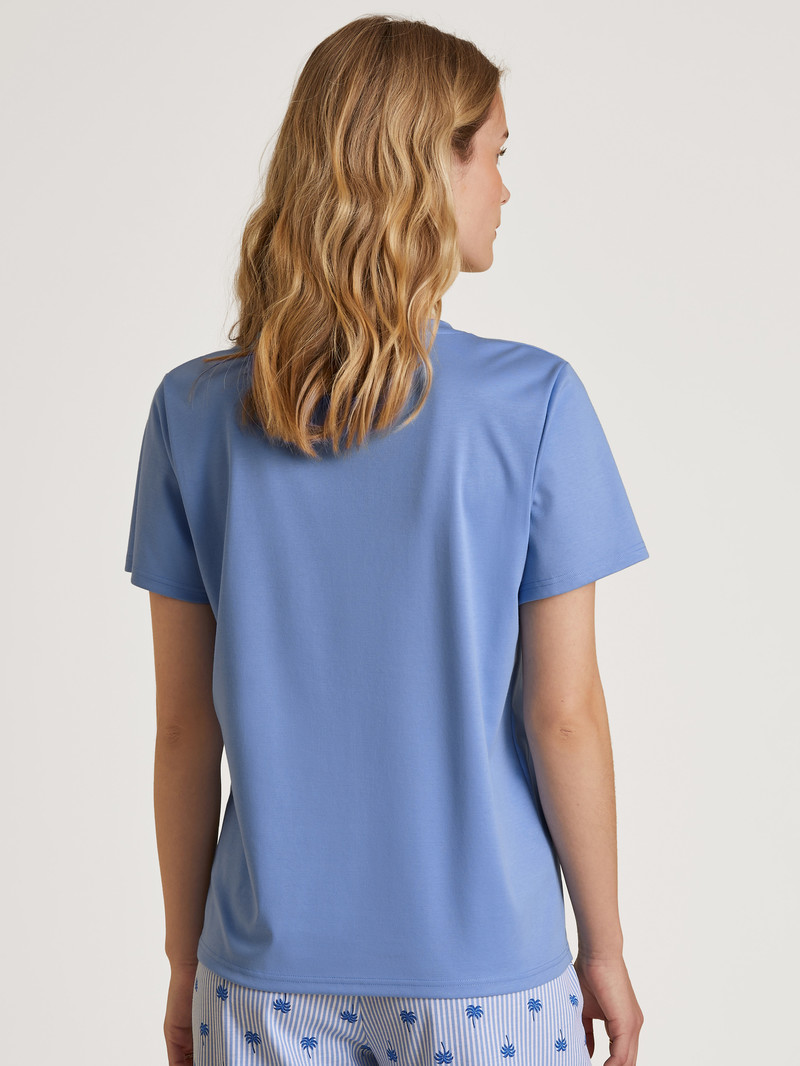 Hydrangea Blue Calida Favourites Serenity Shirt Short Sleeve Women Loungewear | FRBDP-4369