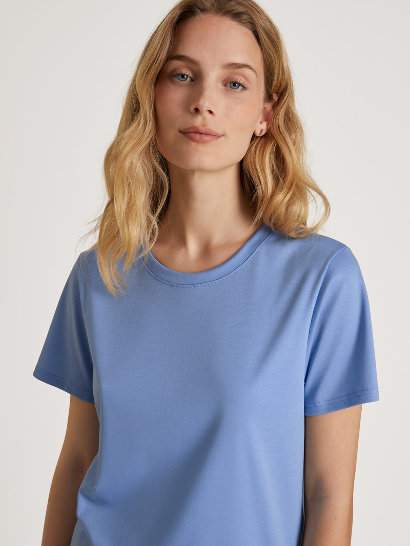 Hydrangea Blue Calida Favourites Serenity Shirt Short Sleeve Women Loungewear | FRBDP-4369