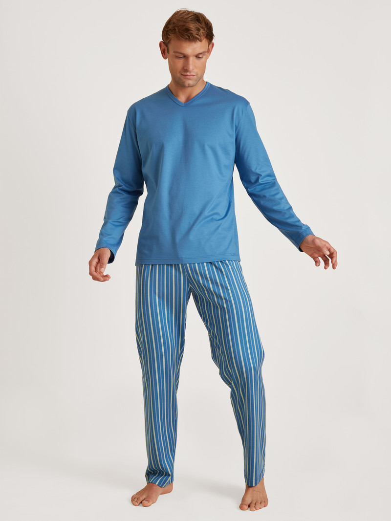 Indian Blue Calida Special Pyjama Men Sleepwear | UBEIX-7621