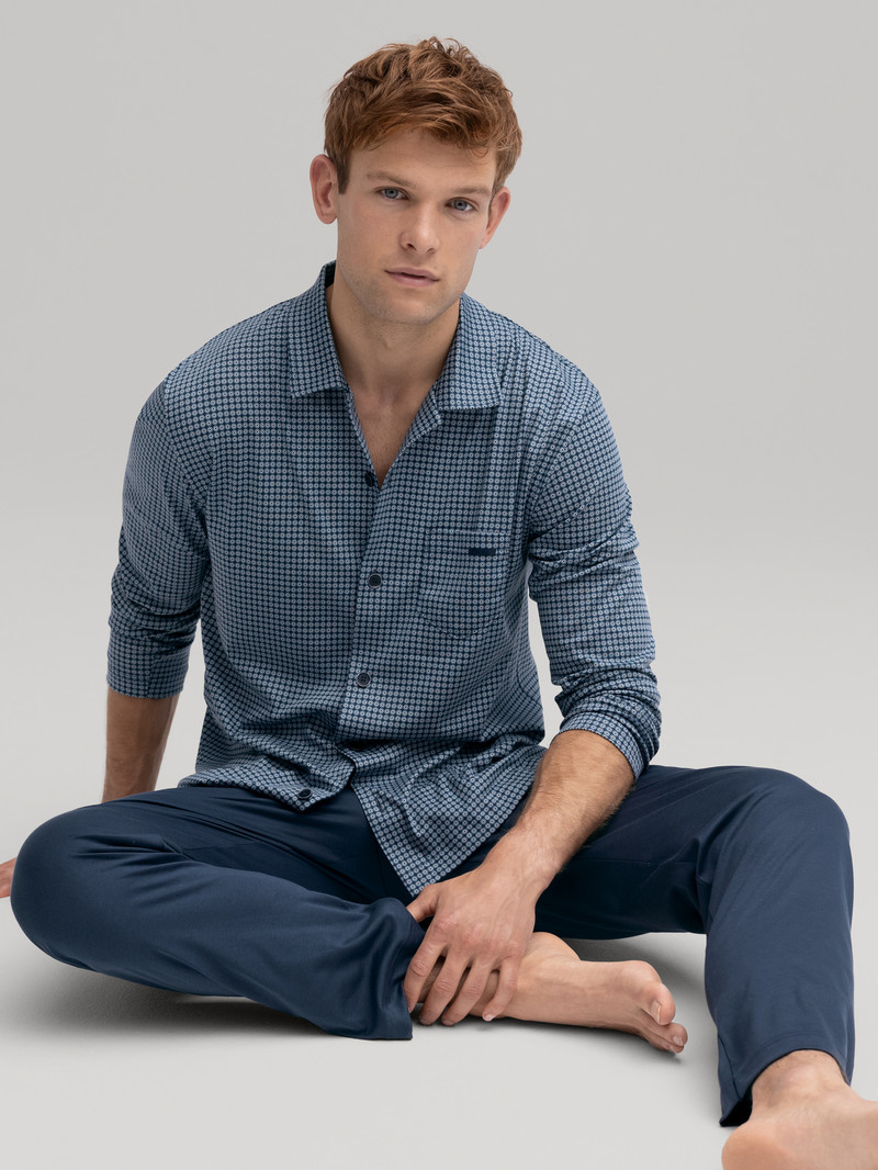 Indigo Mood Calida Relax Choice Pyjama Buttoned Men Sleepwear | WTFNL-4169