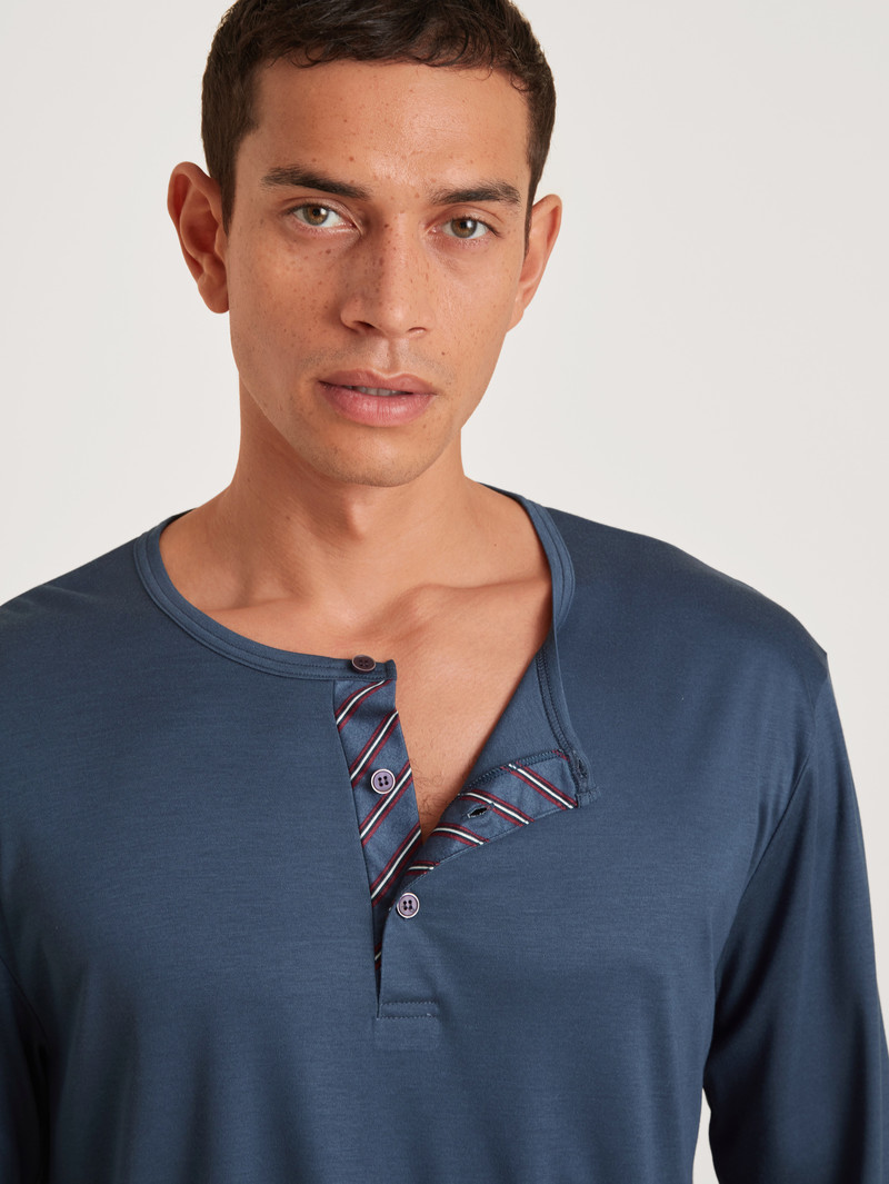 Ink Blue Calida Function Silk Pyjama Men Sleepwear | GFMNV-5169