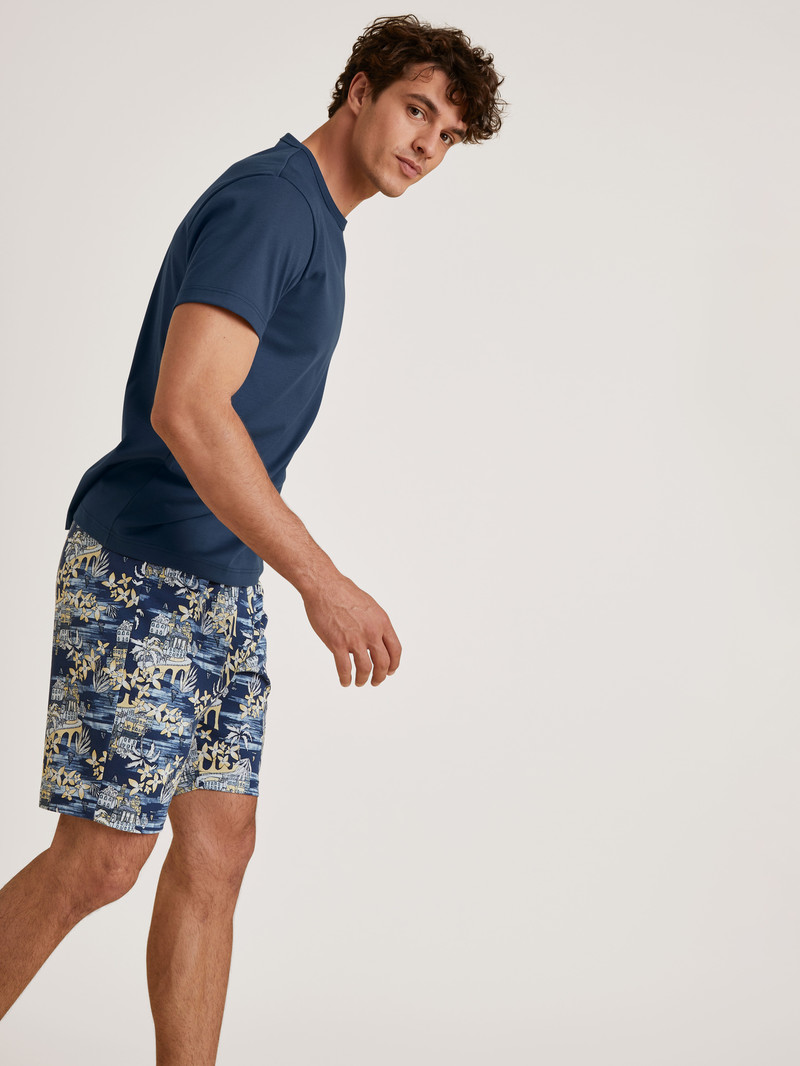 Insignia Blue Calida Amalfi Journey Short Pyjama Men Sleepwear | SEGCR-1056