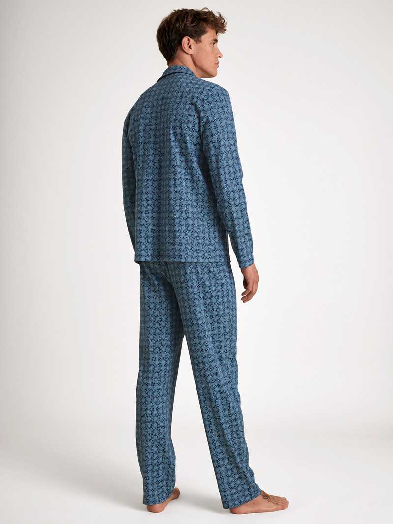 Insignia Blue Calida Relax Streamline 2 Pyjama Buttoned Men Sleepwear | RKZFX-9531