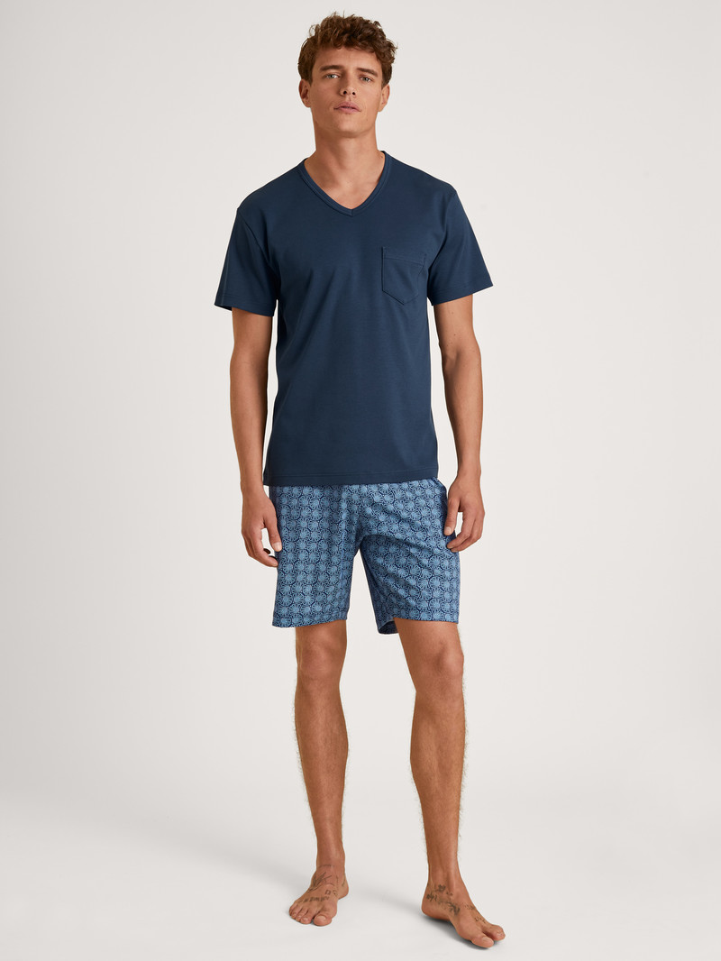 Insignia Blue Calida Relax Streamline 2 Short Pyjama Men Sleepwear | CATRK-2198