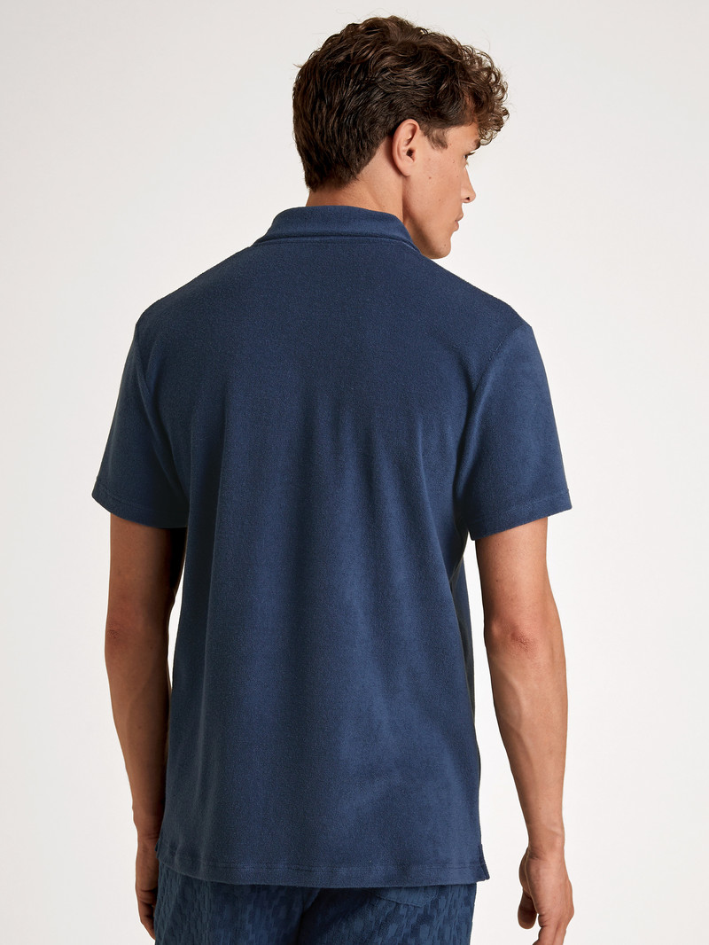 Insignia Blue Calida Rmx Lounge Holiday Poloshirt Men Loungewear | GKFCS-2560