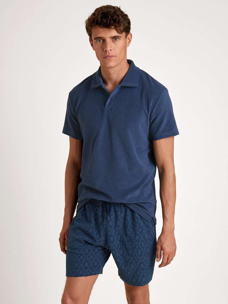 Insignia Blue Calida Rmx Lounge Holiday Poloshirt Men Loungewear | GKFCS-2560