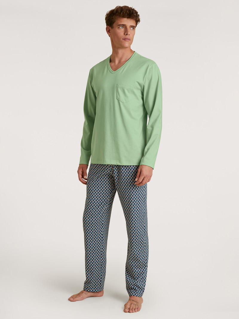 Iris Green Calida Relax Imprint 3 Pyjama Men Sleepwear | TVIHL-4523