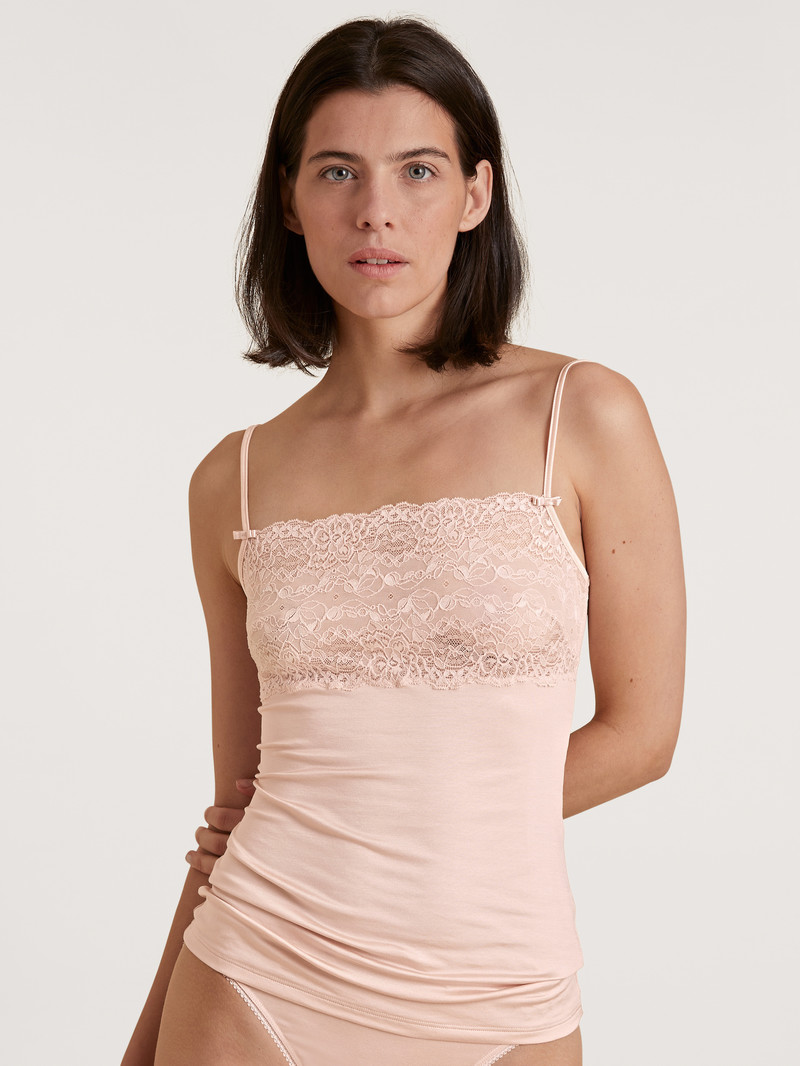 Lace Parfait Pink Calida Sensual Secrets Spaghetti Strap Top With Lace Women Underwear | SPCKB-3617