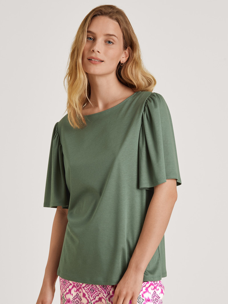 Laurel Green Calida Favourites Healing Shirt Short Sleeve Women Sleepwear | ZXPGQ-9482