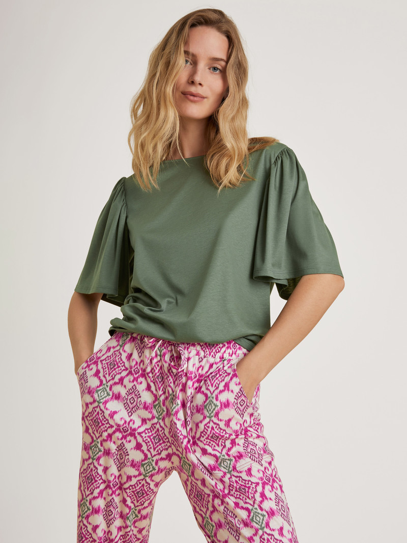 Laurel Green Calida Favourites Healing Shirt Short Sleeve Women Sleepwear | ZXPGQ-9482