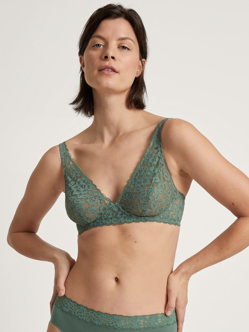 Laurel Green Calida Natural Comfort Lace Soft Non-wired Bra Women Underwear | WEPNB-8092