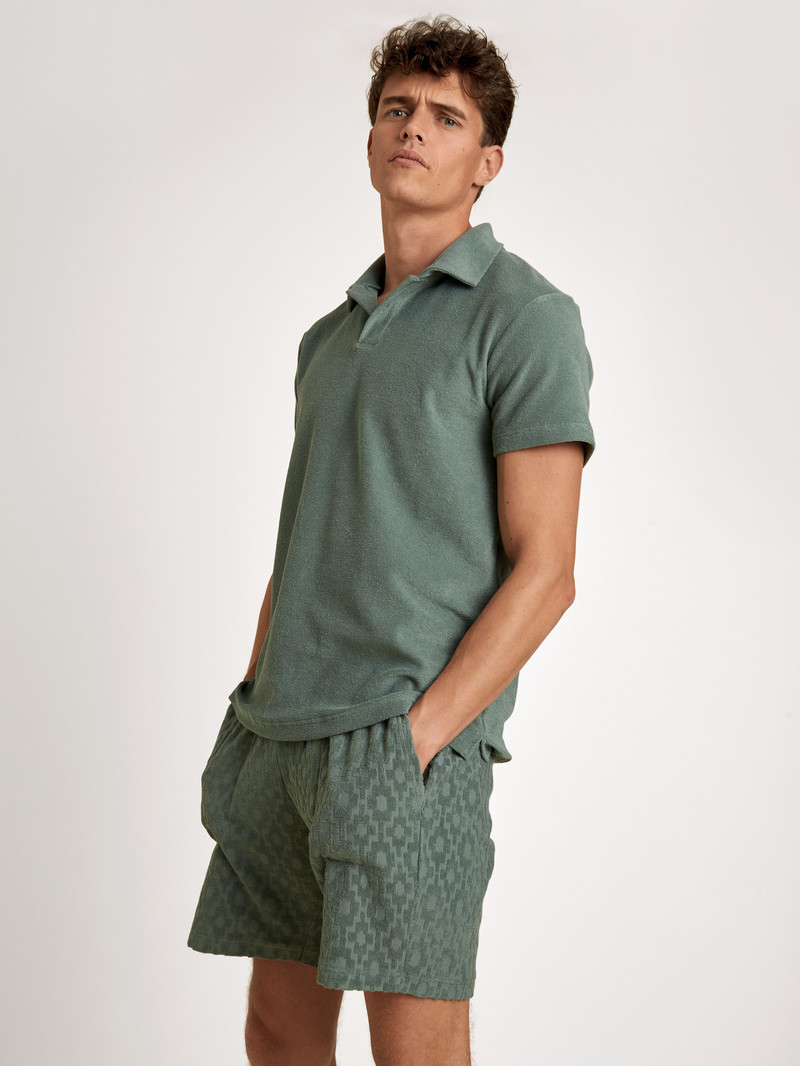 Laurel Green Calida Rmx Lounge Holiday Poloshirt Men Loungewear | NOUZX-3027