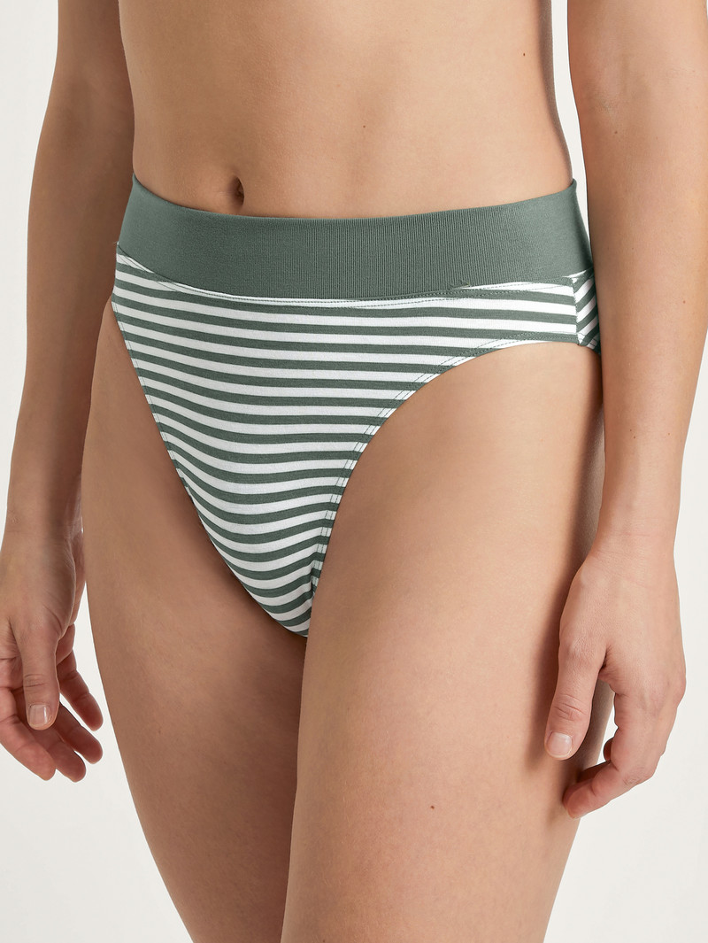 Laurel Green Print Calida Elastic Brief, High Waist Women Yoga | DLRUE-3629