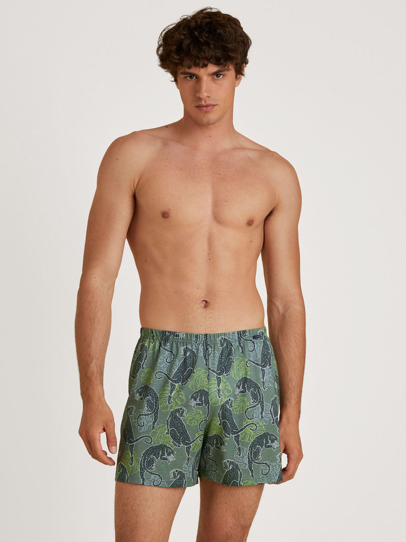 Laurel Green Print Calida Prints Boxer Shorts Men Underwear | WIUEG-5860