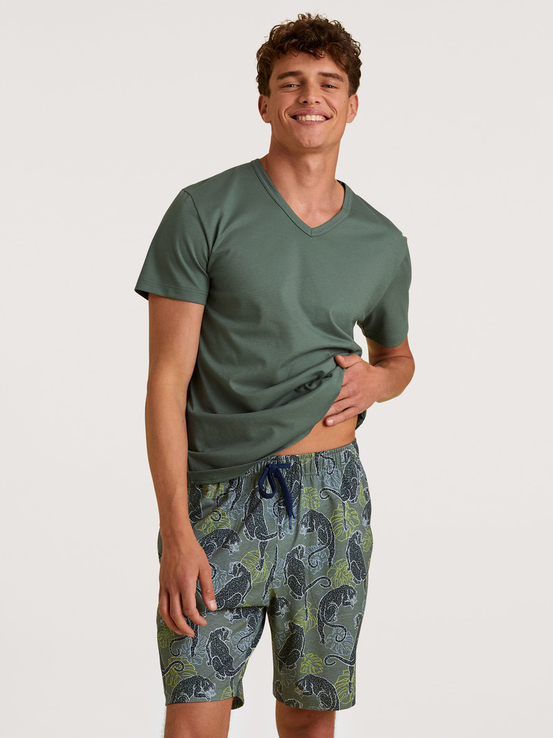 Laurel Green Print Calida Rmx Sleep Holiday Bermudas Men Summer Outfits | DPMOS-6914