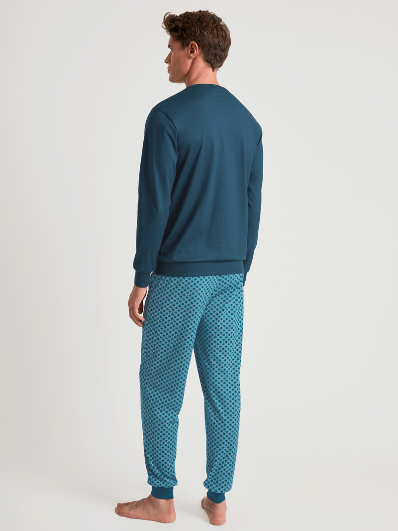 Legion Blue Calida Relax Imprint 3 Pyjama With Cuff Men Sleepwear | MWPGB-1637