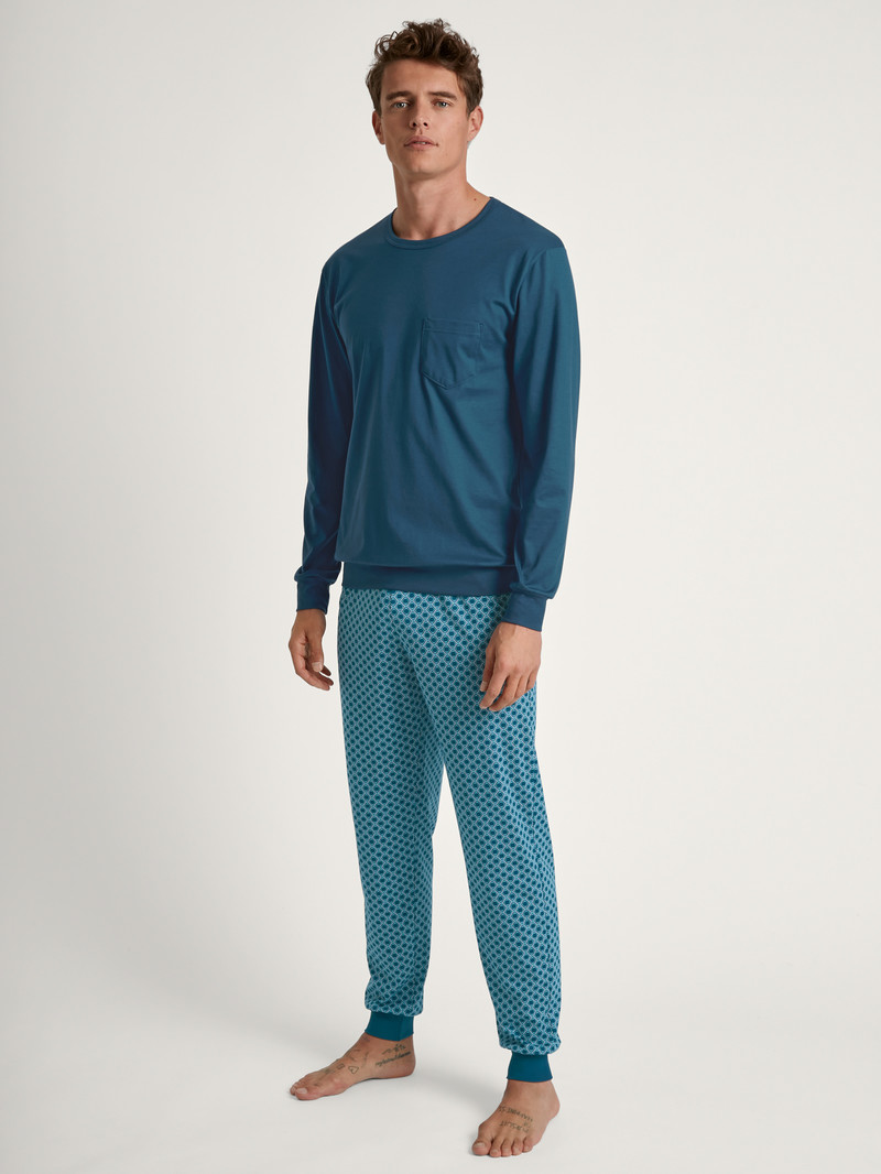 Legion Blue Calida Relax Imprint 3 Pyjama With Cuff Men Sleepwear | MWPGB-1637