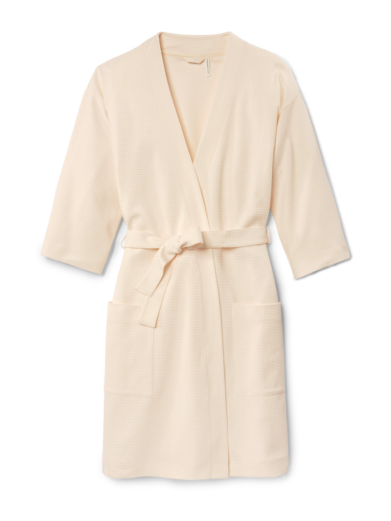 Leisure White Calida Cosy Shower Bathrobe, Length 95cm Women Bathrobes | KPXTW-5136