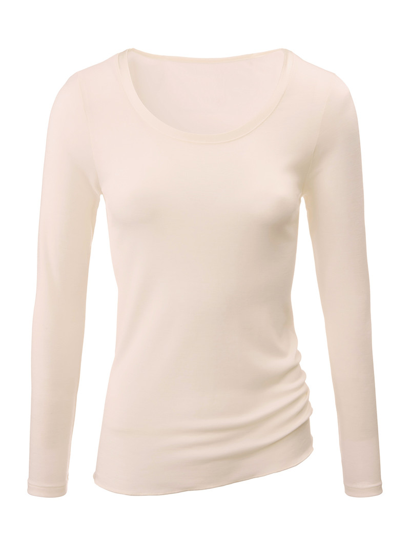 Light Ivory Calida True Confidence Shirt Long Sleeve Women Underwear | IKFBN-7350