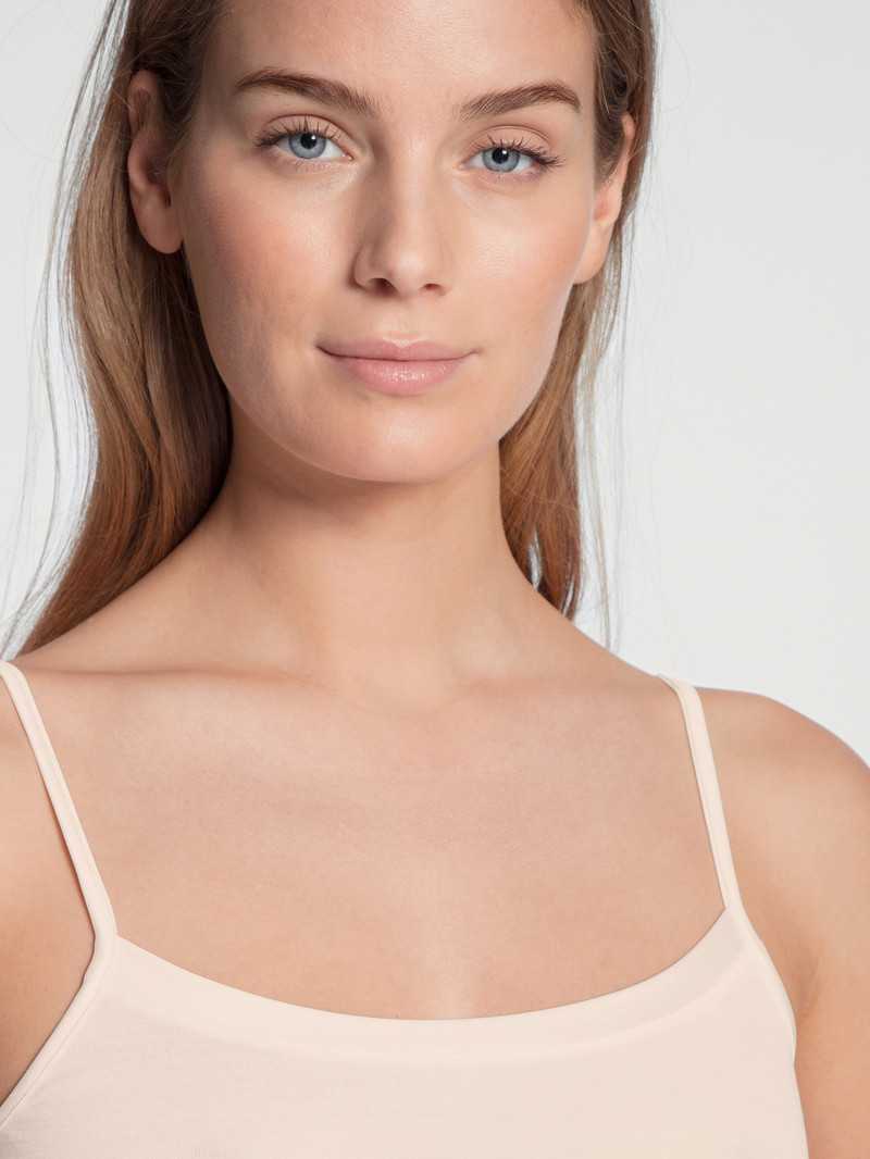 Light Ivory Calida True Confidence Spaghetti Top Women Underwear | QCNBD-8594