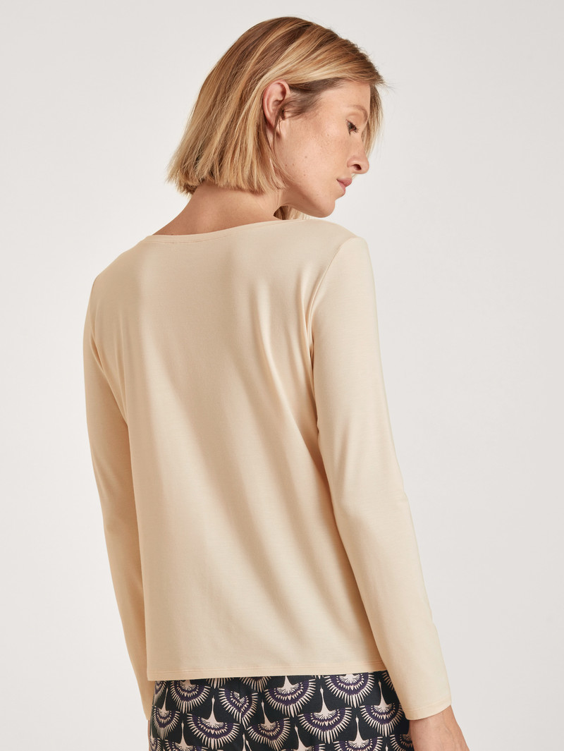 Light Macadamia Calida Favourites Seduction Shirt Long Sleeve Women Loungewear | SYRBH-5843