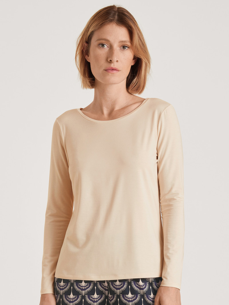 Light Macadamia Calida Favourites Seduction Shirt Long Sleeve Women Sleepwear | XTWFQ-5143