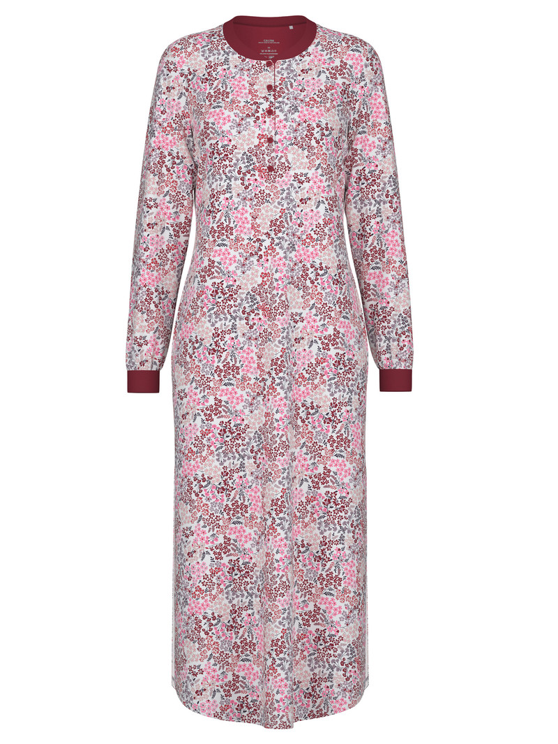 Mars Red Calida Midnight Flowers Long-sleeved Nightdress Women Sleepwear | VCXIJ-4217