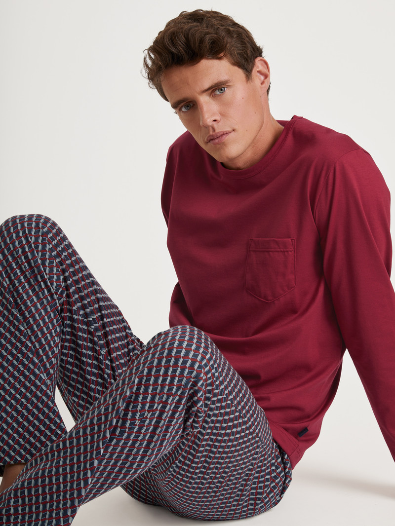 Mars Red Calida Relax Imprint Pyjama Men Sleepwear | YPMSU-8021