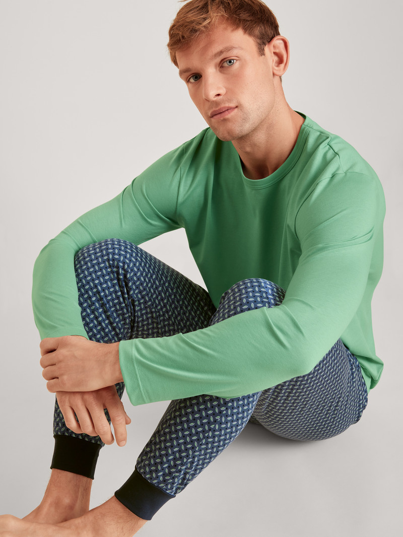 Ming Green Calida Rmx Sleep Enjoy Shirt Long Sleeve Men Sleepwear | ZLHDT-6348