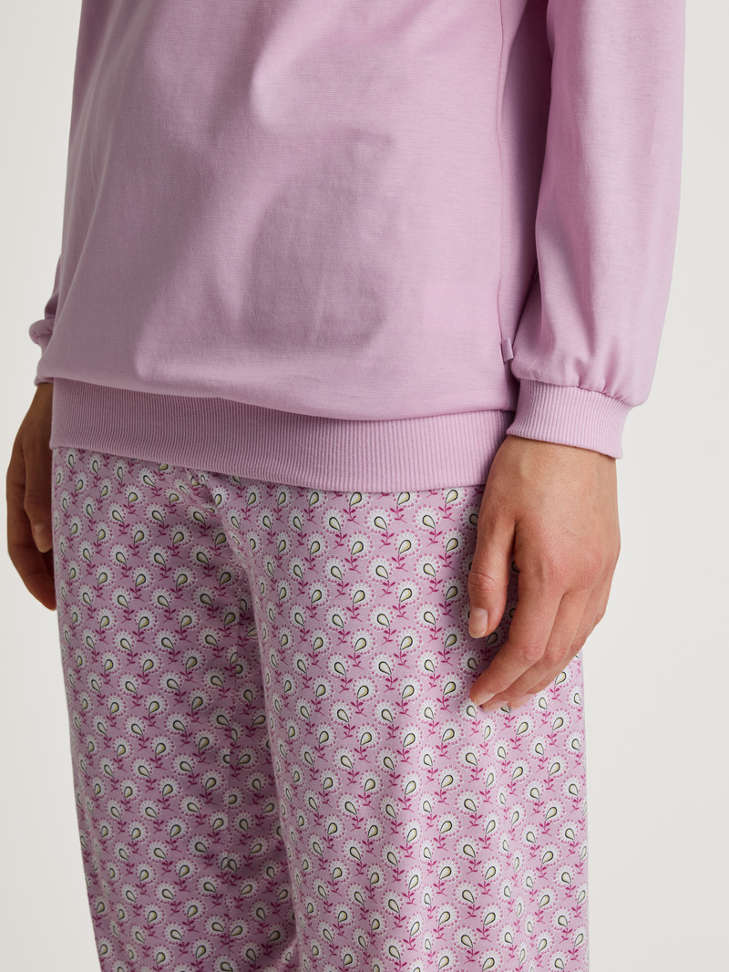 New Fragrant Lilac Calida Special Pyjama With Cuff Women Sleepwear | GEXOU-1386