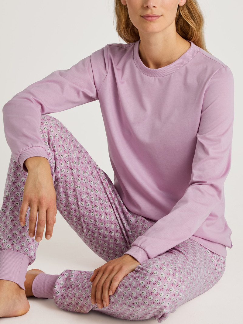 New Fragrant Lilac Calida Special Pyjama With Cuff Women Sleepwear | GEXOU-1386