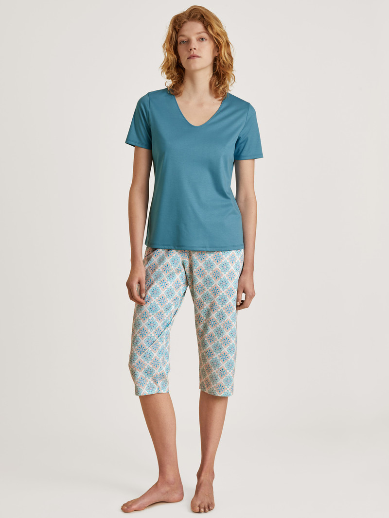 Niagara Blue Calida Favourites Balance V-shirt Women Loungewear | TMXNA-8135