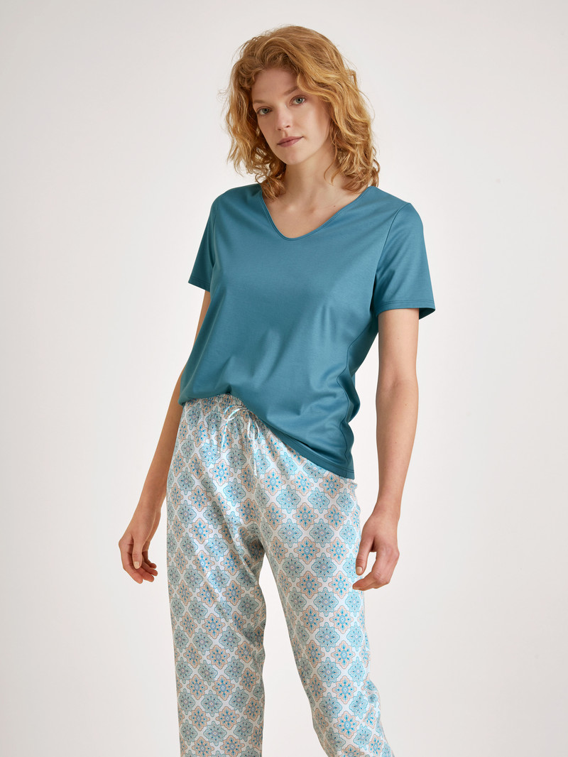 Niagara Blue Calida Favourites Balance V-shirt Women Loungewear | TMXNA-8135