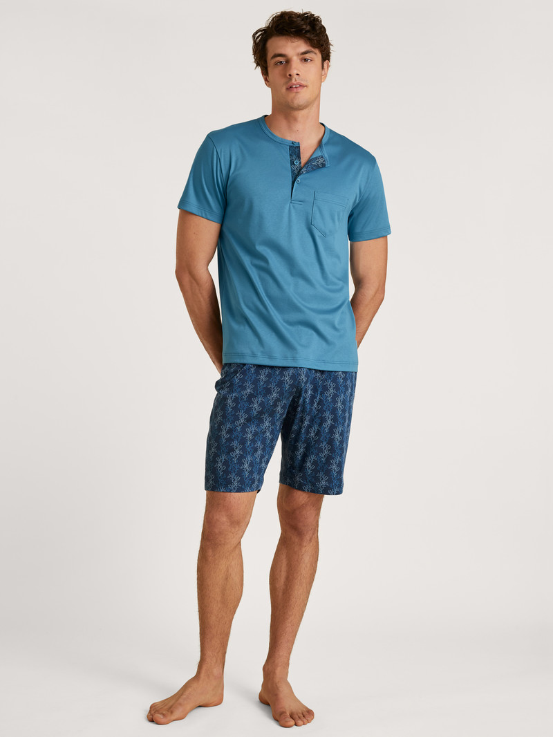 Niagara Blue Calida Relax Choice 2 Short Pyjama Men Sleepwear | BOHDN-8065