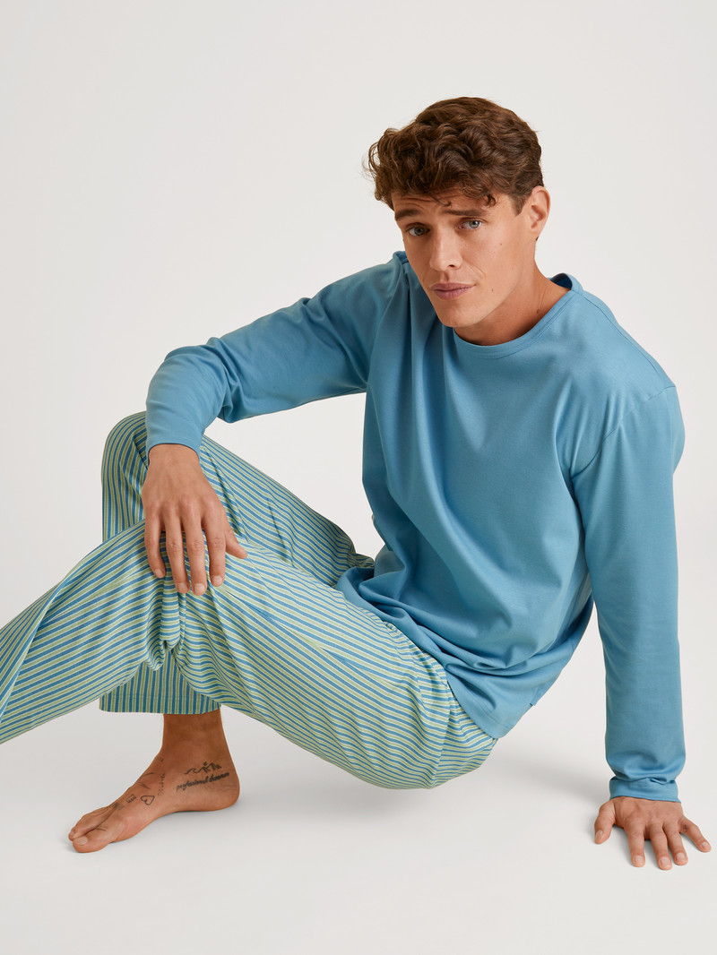 Niagara Blue Calida Relax Streamline 3 Pyjama Men Sleepwear | TRAPO-0678