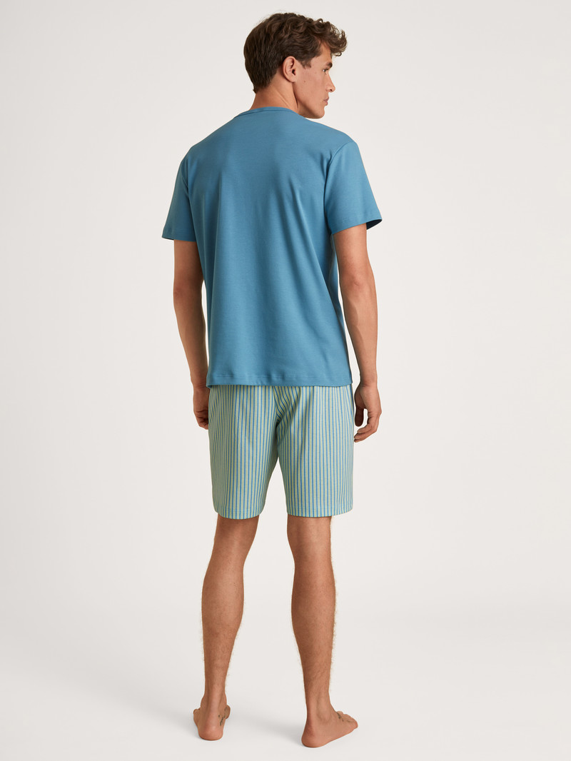 Niagara Blue Calida Relax Streamline 3 Short Pyjama Men Sleepwear | ZUNFS-6104