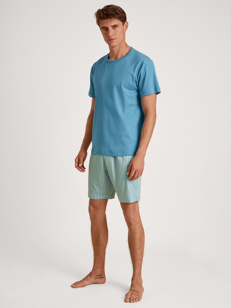 Niagara Blue Calida Relax Streamline 3 Short Pyjama Men Sleepwear | ZUNFS-6104