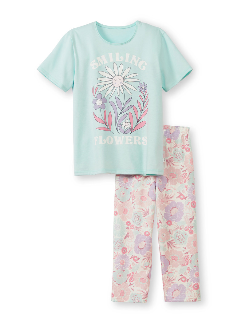 Pastel Blue Calida Kids Flowers 3/4 Pyjama Kids\' Pyjama | LNBMD-1468