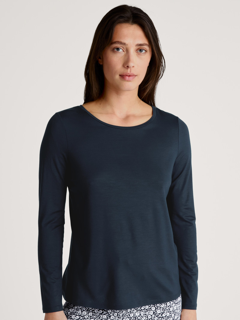 Peacoat Blue Calida Favourites Joy Ii Shirt Long Sleeve Women Loungewear | XQLGT-7295