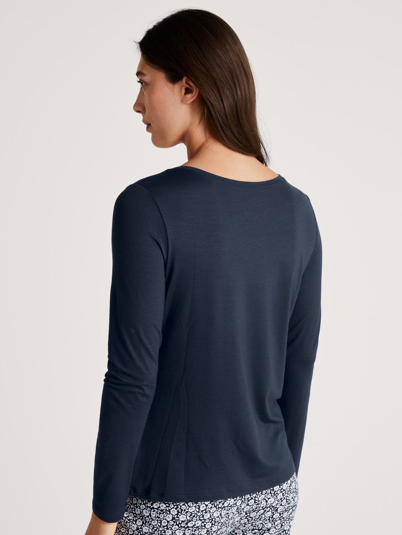 Peacoat Blue Calida Favourites Joy Ii Shirt Long Sleeve Women Loungewear | XQLGT-7295