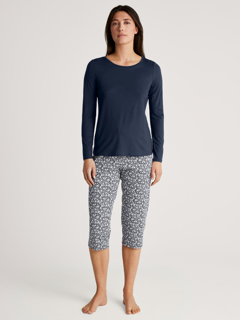 Peacoat Blue Calida Favourites Joy Ii Shirt Long Sleeve Women Loungewear | XQLGT-7295