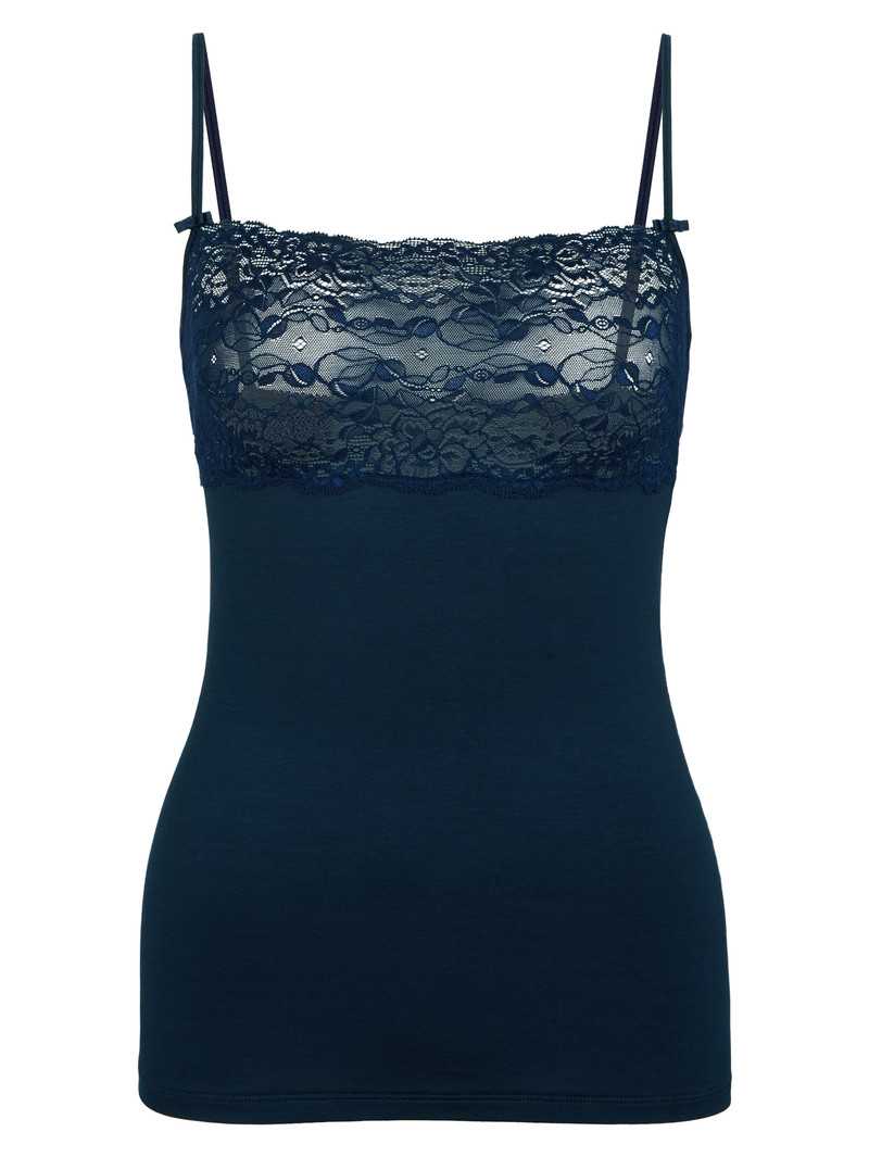 Peacoat Blue Calida Sensual Secrets Spaghetti Strap Top With Lace Women Underwear | LCBKU-1632