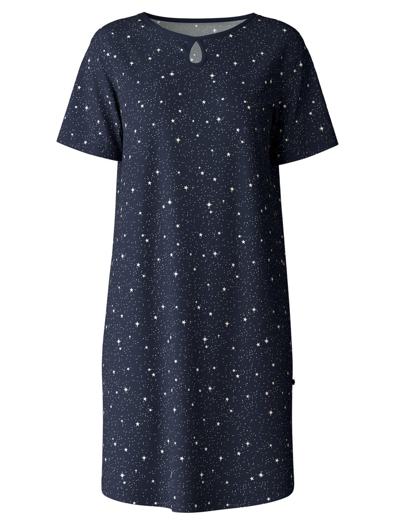 Peacoat Blue Calida Sweet Dreams Nightdress, Length 95 Cm Women Sleepwear | UAPVR-4901