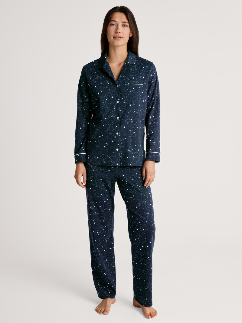 Peacoat Blue Calida Sweet Dreams Pyjama Buttoned Women Sleepwear | PQRSX-1724