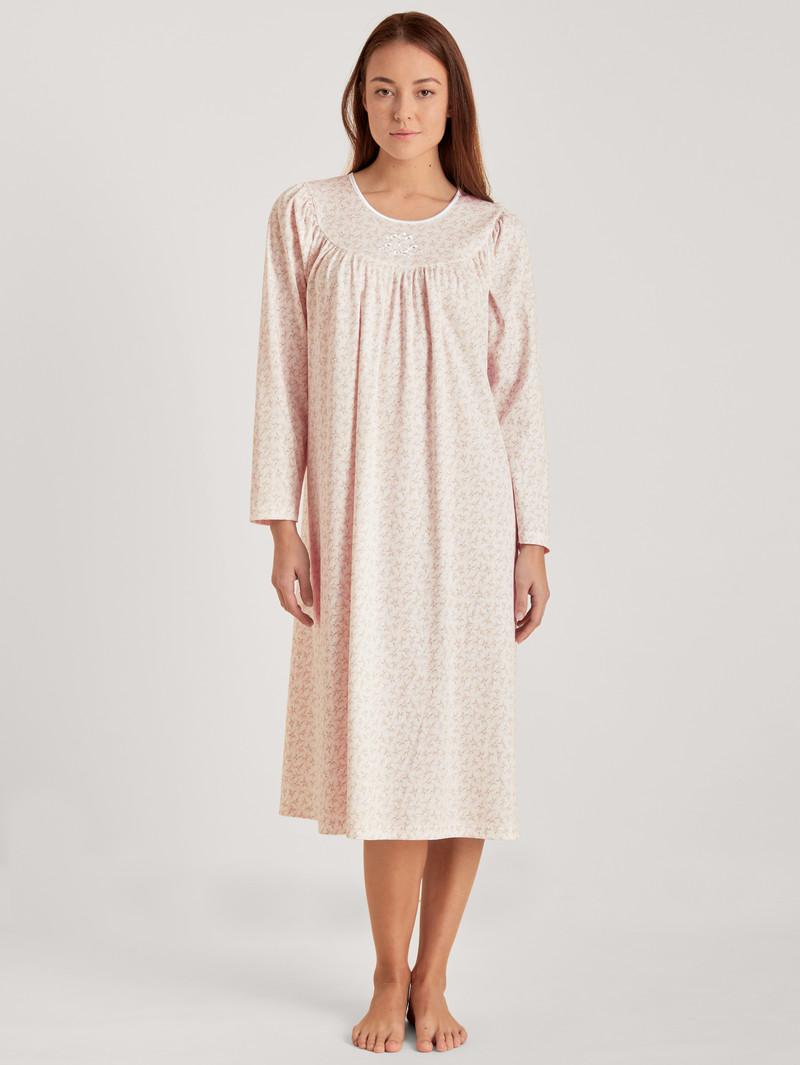 Pearl Blush Calida Soft Cotton Nightdress, Length 110 Cm Women Sleepwear | PCFER-0532